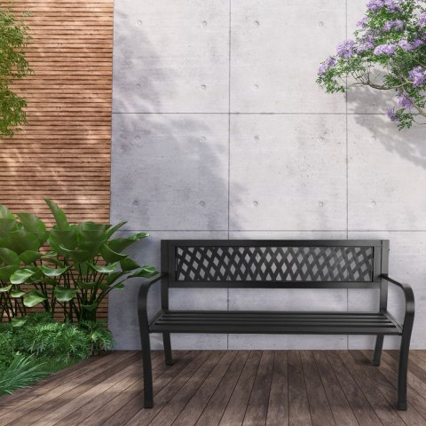 AŻUROWA ŁAWKA OGRODOWA Z OPARCIEM PARKOWA NA TARAS BALKON METALOWA KONSTRUKCJA