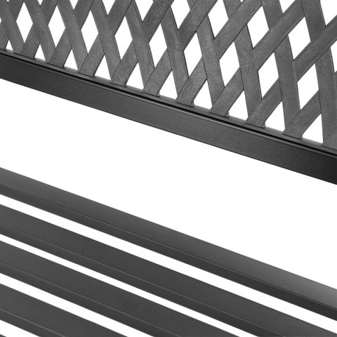 AŻUROWA ŁAWKA OGRODOWA Z OPARCIEM PARKOWA NA TARAS BALKON METALOWA KONSTRUKCJA