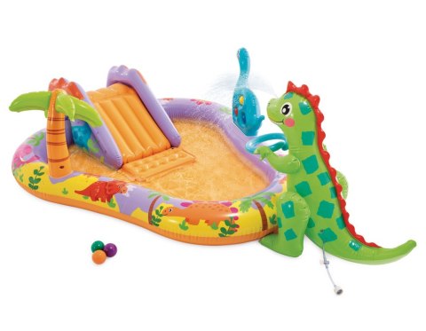BASEN DMUCHANY DLA DZIECI WODNY PLAC ZABAW 201X157X69 CM ZJEŻDŻALNIA FONTANNA DINOZAUR INTEX 56139