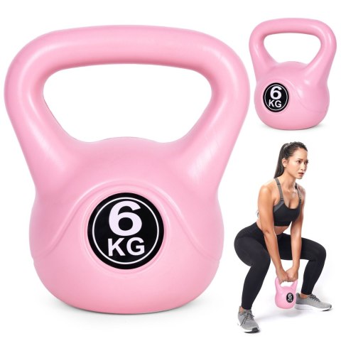 KETTLEBELL KETTLE 6 KG DO ĆWICZEŃ HANTLA KULA ODWAŻNIK OBCIĄŻENIE CIĘŻAR FITNESS RÓŻOWY MODERNHOME