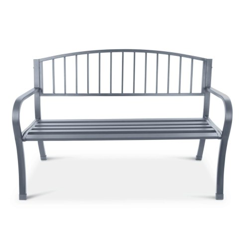 ŁAWKA OGRODOWA Z OPARCIEM PARKOWA NA TARAS BALKON METALOWA KONSTRUKCJA GRAFITOWA