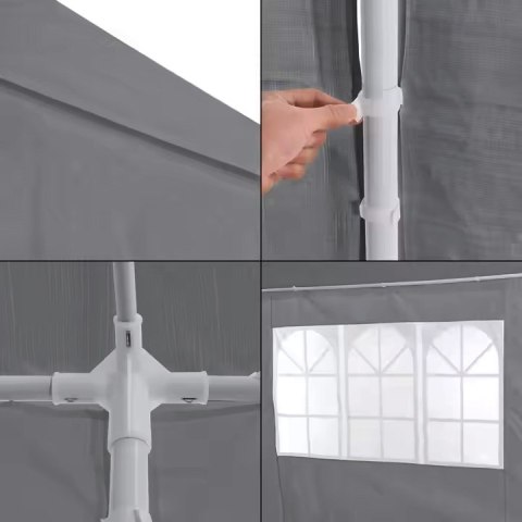 NAMIOT PAWILON OGRODOWY HANDLOWY 3X9 M 8 ŚCIANEK SZARY MULTIGARDEN