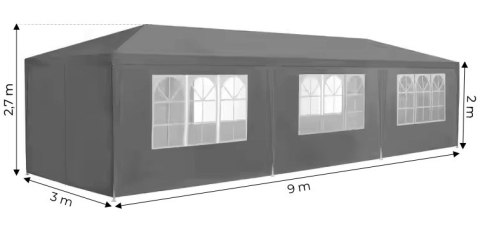 NAMIOT PAWILON OGRODOWY HANDLOWY 3X9 M 8 ŚCIANEK SZARY MULTIGARDEN