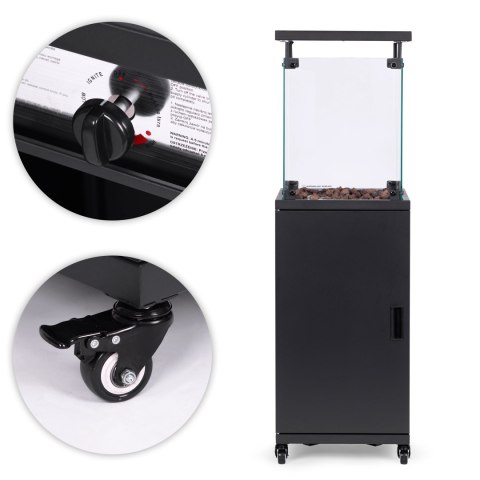 OGRZEWACZ GAZOWY PROMIENNIK GRZEJNIK 13 KW SZKLANY NA OGRÓD PATIO REDUKTOR KAMIENIE WULKANICZNE POKROWIEC MULTIGARDEN