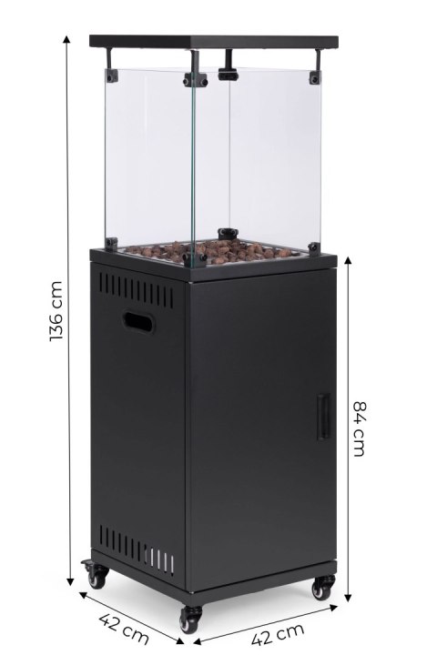 OGRZEWACZ GAZOWY PROMIENNIK GRZEJNIK 13 KW SZKLANY NA OGRÓD PATIO REDUKTOR KAMIENIE WULKANICZNE POKROWIEC MULTIGARDEN