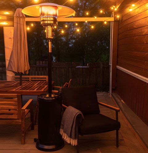 OGRZEWACZ PARASOL GAZOWY GRZEJNIK 13 KW SZKLANY NA OGRÓD PATIO REDUKTOR WĄŻ POKROWIEC MULTIGARDEN