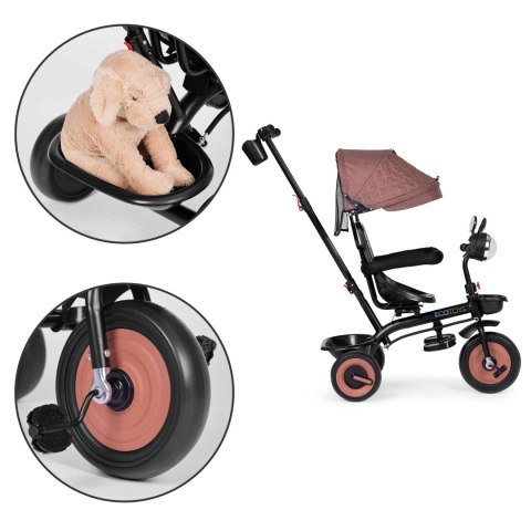 ROWEREK TRÓJKOŁOWY DLA DZIECI SPACERÓWKA 3W1 OBRACANE SIEDZISKO DASZEK BRĄZOWY ECOTOYS