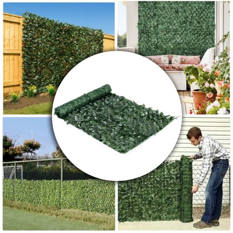 SZTUCZNY BLUSZCZ ŻYWOPŁOT 300X100 CM ZIELONA OSŁONA NA BALKON MASKUJĄCA