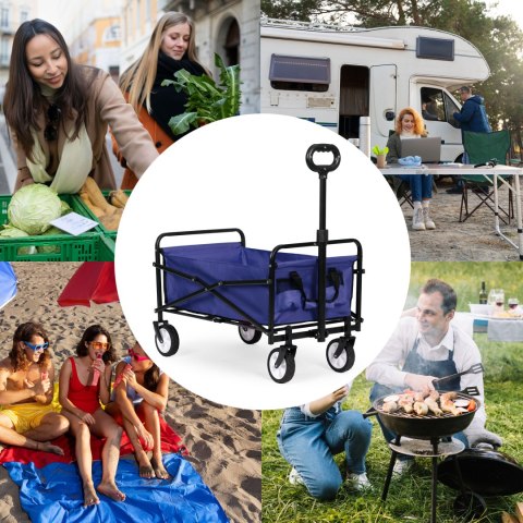 WÓZEK PLAŻOWY TRANSPORTOWY OGRODOWY SKŁADANY NIEBIESKI 48X90 CM MULTIGARDEN