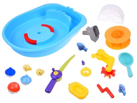 Niebieski stolik wodny z kołem młyńskim + akcesoria do łowienia ZA5566