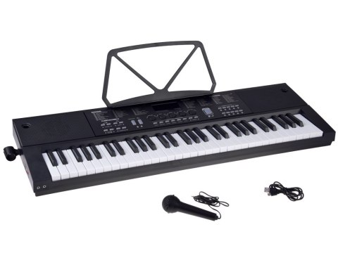 Organy KEYBOARD KLASYCZNY 61-klawiszy w dotyku jak drewno + mikrofon IN0184
