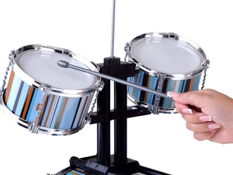 Perkusja dla dzieci 5-bębnów + taboret w zestawie - niebieski design IN0182