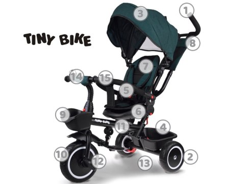 Rowerek dziecięcy trójkołowy Tiny Bike 3w1 z daszkiem OBRACANY SP0650