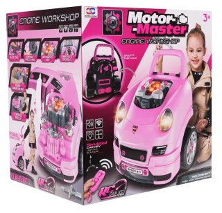 Różowe autko z silnikiem do Naprawy dla dzieci 3+ Narzędzia + Interaktywny kokpit + Pilot Zestaw małego Mechanika