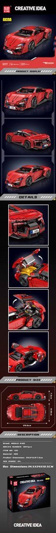 Zestaw Klocków Pojazd Sportowe Czerwone 1311el.
