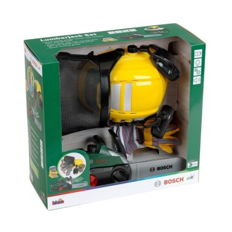 Zestaw drwala z piłą łańcuchową, przyłbicą...