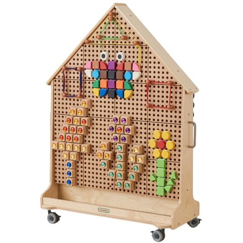 MASTERKIDZ Drewniana Tablica STEM Wolnostojąca XXL w Kształcie Domu + Akcesoria