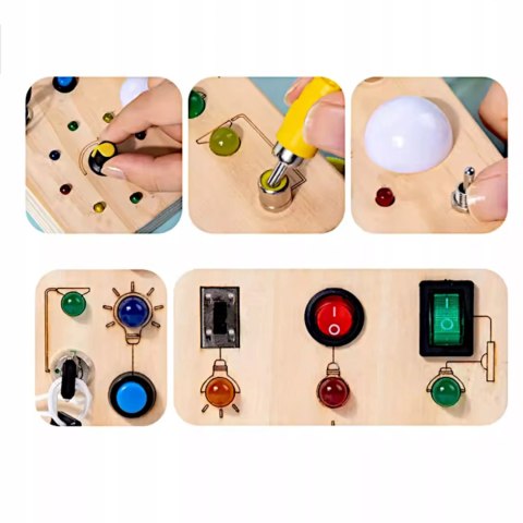 Tablica manipulacyjna drewniana montessori przełączniki światła SY-100111
