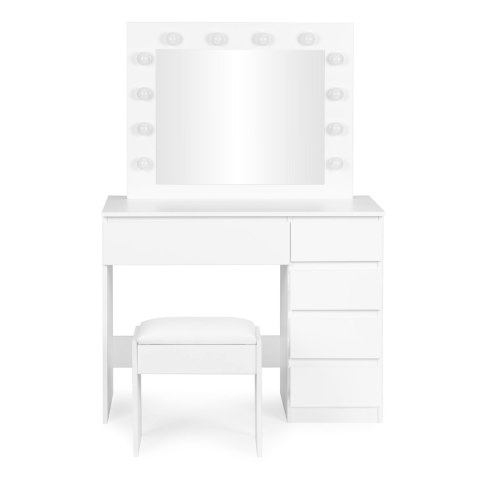 Toaletka kosmetyczna z lustrem i oświetleniem 5 szuflad taboret ModernHome