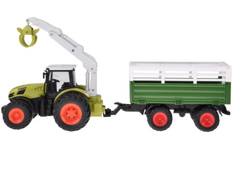 Sterowany Traktor na pilota z przyczepą i chwytakiem bale drewna RC0719