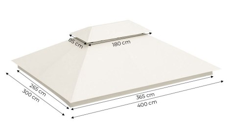 DACH DO PAWILONU OGRODOWEGO 3X4 M WODOODPORNE POSZYCIE OTWÓR WENTYLACYJNY BEŻOWY MULTIGARDEN