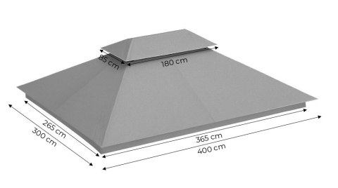 DACH DO PAWILONU OGRODOWEGO 3X4 M WODOODPORNE POSZYCIE OTWÓR WENTYLACYJNY SZARY MULTIGARDEN