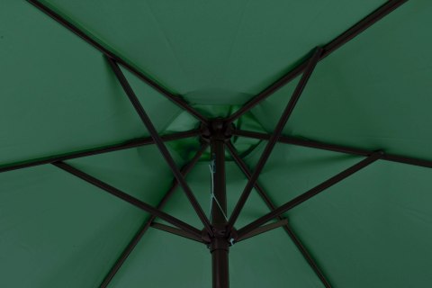 DUŻY PARASOL OGRODOWY SKOŚNY ŁAMANY Z KORBĄ 6 ŻEBER ZIELONY 270 CM MULTIGARDEN