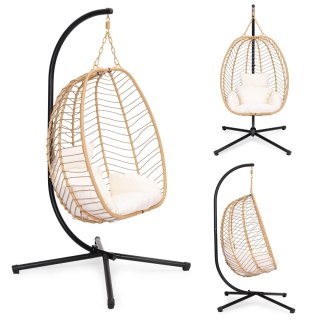 FOTEL KOKON WISZĄCY WOLNOSTOJĄCY BUJANY OGRODOWY DO 120 KG + PODUSZKI MULTIGARDEN