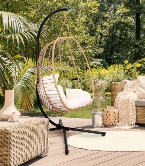 FOTEL KOKON WISZĄCY WOLNOSTOJĄCY BUJANY OGRODOWY DO 120 KG + PODUSZKI MULTIGARDEN