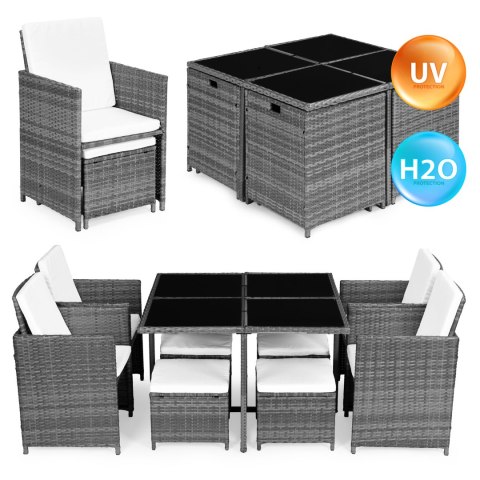 KOMPLET MEBLI OGRODOWYCH Z TECHNORATTANU 4 FOTELE 4 PUFY STOLIK MULTIGARDEN