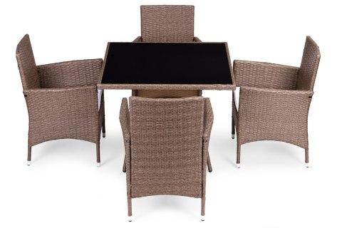 KOMPLET MEBLI OGRODOWYCH Z TECHNORATTANU 4 KRZESŁA + STÓŁ MULTIGARDEN