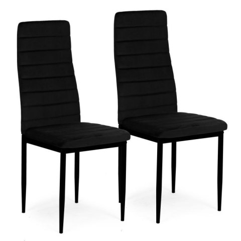 KRZESŁA Z WYPROFILOWANYM OPARCIEM- VELVET CZARNE - 4 SZTUKI