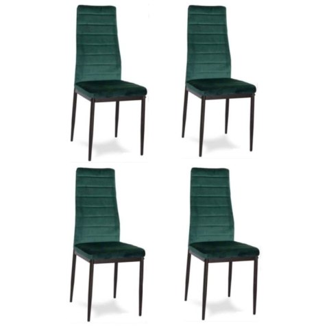 KRZESŁA Z WYPROFILOWANYM OPARCIEM- VELVET ZIELONY - 4 SZTUKI