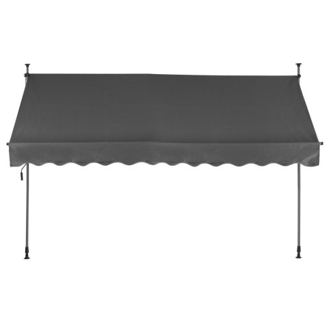 MARKIZA PRZECIWSŁONECZNA BALKONOWA 300X120 CM REGULACJA WYSOKOŚCI WODOODPORNA KORBKA RĘCZNA SZARA MULTIGARDEN