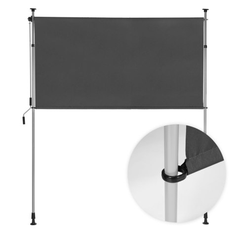 MARKIZA ZACISKOWA ROZPOROWA ROLETA ZWIJANA NA KORBKĘ REGULACJA WYSOKOŚCI ANTRACYT MULTIGARDEN