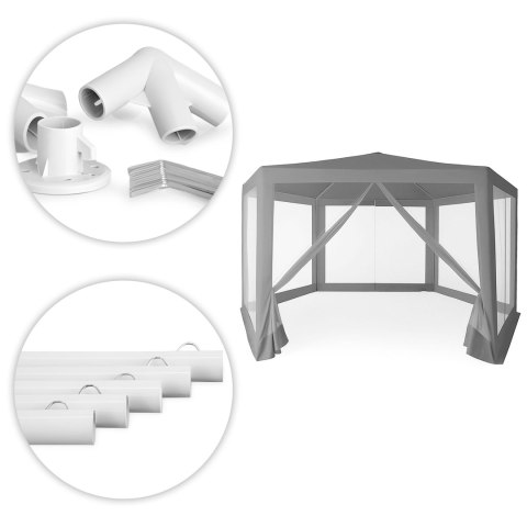 NAMIOT PAWILON OGRODOWY HANDLOWY 2X2X2 M Z MOSKITIERĄ SZARY MULTIGARDEN