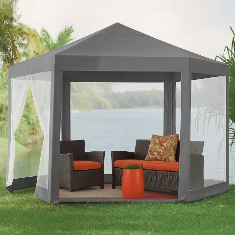 NAMIOT PAWILON OGRODOWY HANDLOWY 2X2X2 M Z MOSKITIERĄ SZARY MULTIGARDEN
