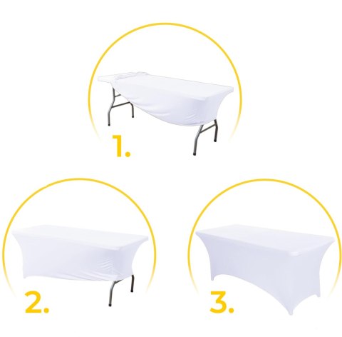 OBRUS UNIWERSALNY POKROWIEC NA STÓŁ CATERINGOWY 240 CM 8FT BIAŁY ELASTYCZNY MULTIGARDEN