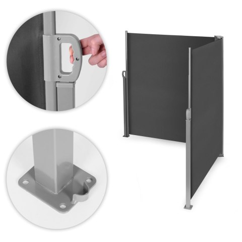 PODWÓJNA MARKIZA 300X300X180 CM PRZECIWSŁONECZNA BOCZNA PARAWAN ROLETA ANTRACYT MULTIGARDEN