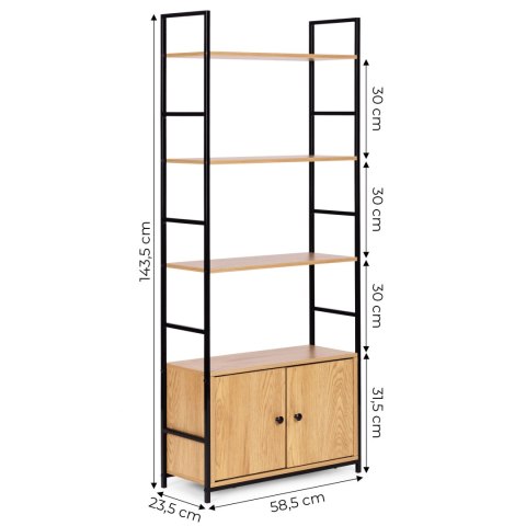 REGAŁ LOFTOWY INDUSTRIALNY Z ZAMYKANĄ SZAFKĄ 4 PÓŁKI MODERNHOME