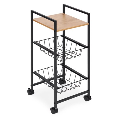 REGAŁ MOBILNY SZAFKA Z 2 KOSZAMI I PÓŁKĄ ORGANIZER NA KÓŁKACH MODERNHOME