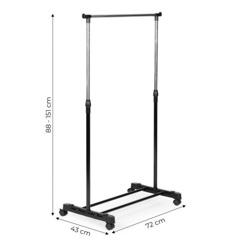 UNIWERSALNY WIESZAK STOJĄCY NA UBRANIA Z REGULACJĄ WYSOKOŚCI KÓŁKA MODERNHOME
