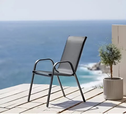 ZESTAW KOMPLET 4 KRZESEŁ OGRODOWYCH NA TARAS BALKON SZARE MULTIGARDEN