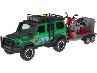 Auto terenowe z przyczepą typu laweta + MOTOR Światło i dźwięk ZA5913
