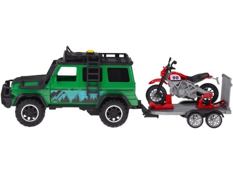 Auto terenowe z przyczepą typu laweta + MOTOR Światło i dźwięk ZA5913