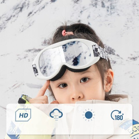 Gogle narciarskie dla dzieci Panda UV400 - czarno-białe