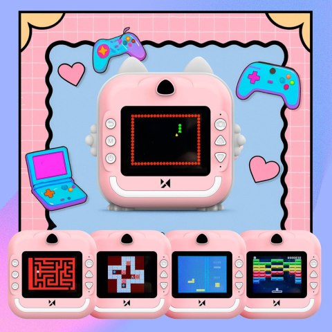 Mini drukarka termiczna WDT-01 z aparatem kamerą dla dzieci - różowa