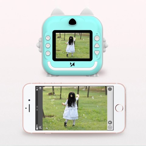 Mini drukarka termiczna WDT-02 z aparatem kamerą dla dzieci - niebieska