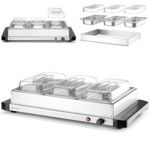 Podgrzewacz elektryczny płyta grzewcza do potraw 3x GN 1/3 400 W