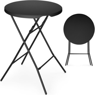 Stolik koktajlowy barowy cateringowy składany śr. 80x110 cm - czarny